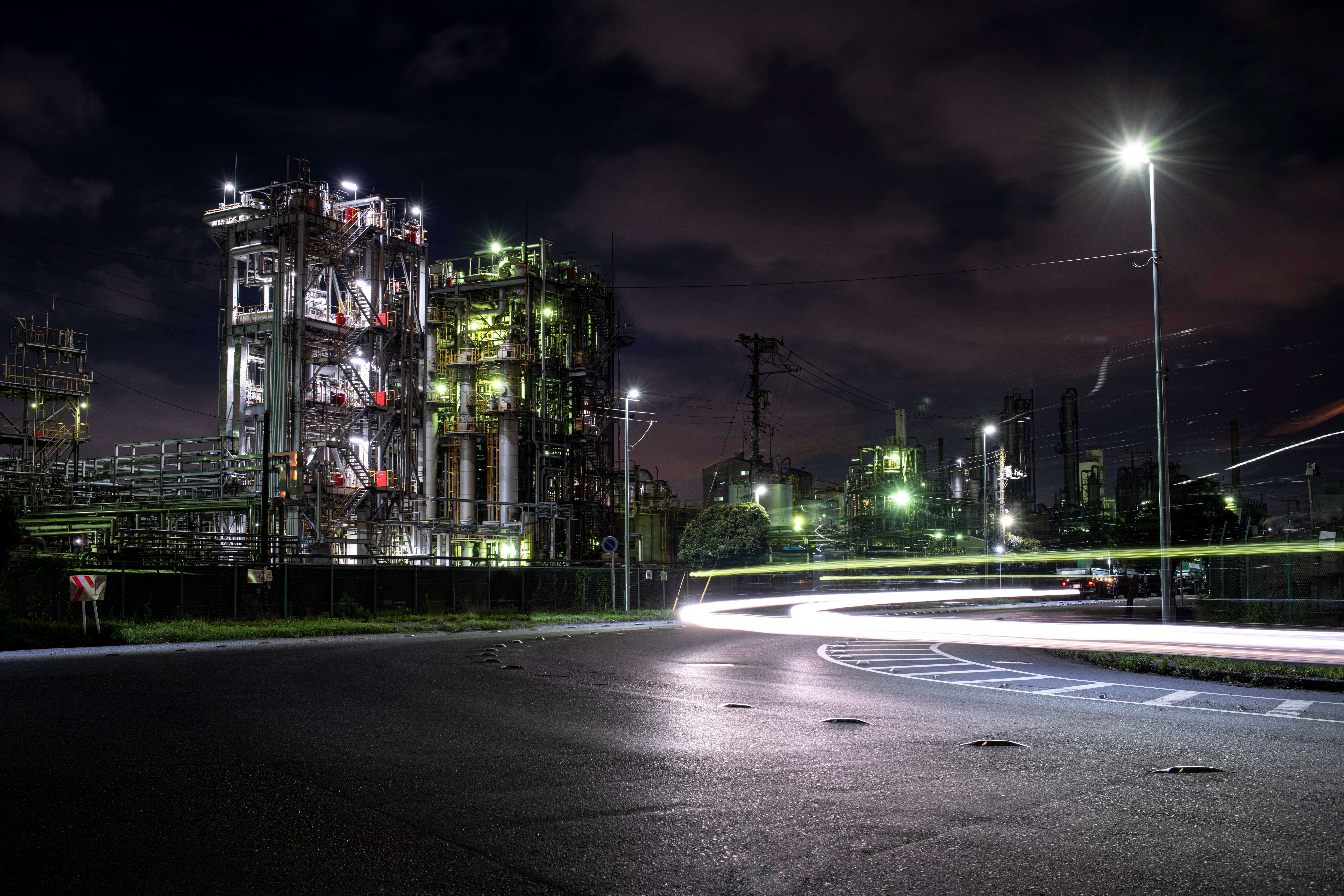 Industrial facility at night